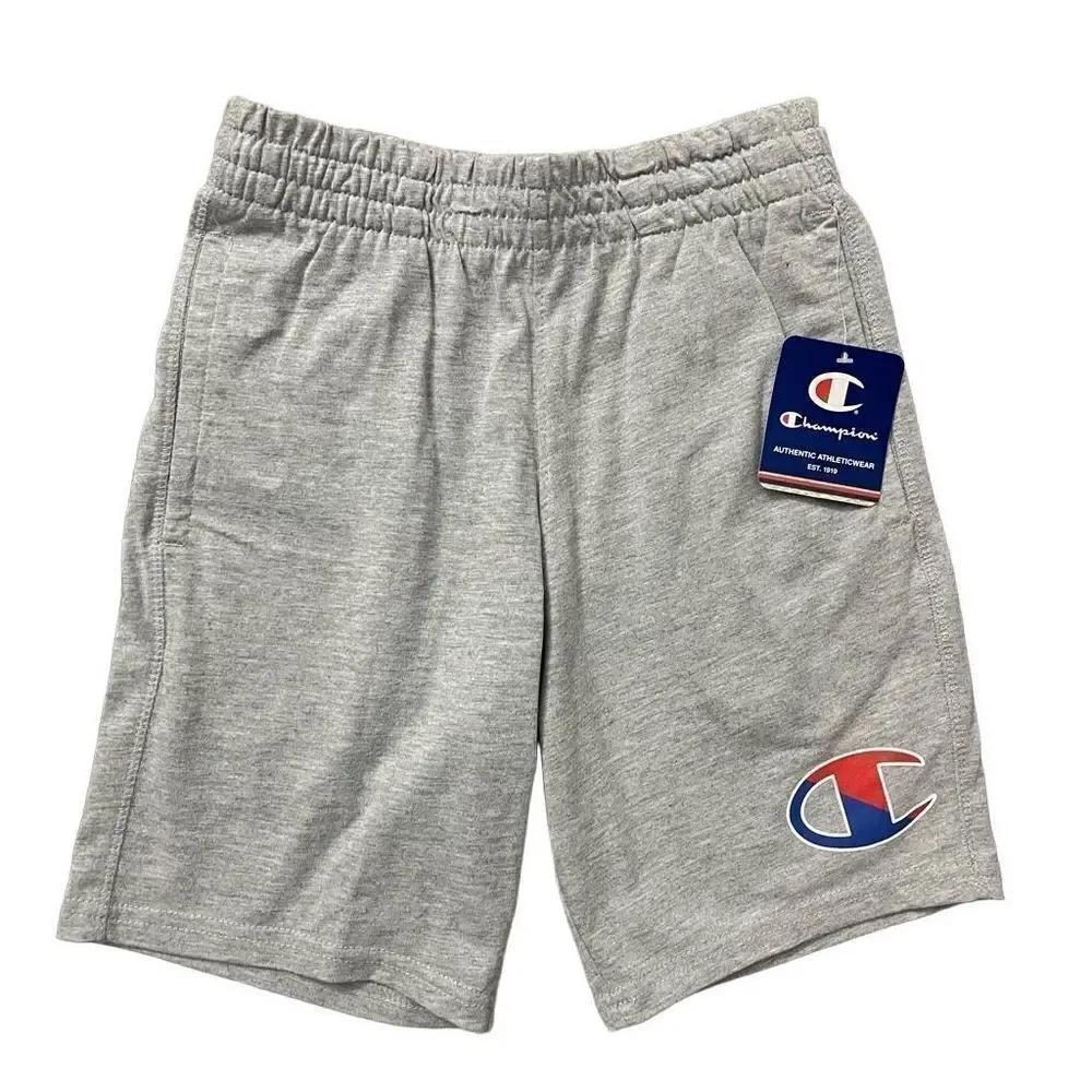 Champion Boy’s Gray Heritage Logo 7” Cotton Blend Pull-On Shorts Small